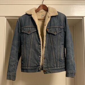 Levis San Francisco1970's vintage Denim Blue Jean Sherpa Jacket Made in the USA.